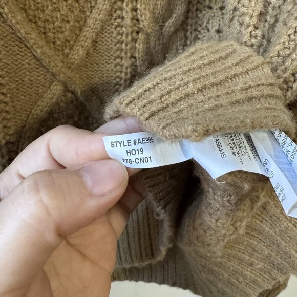 J.Crew Wool Blend Azra Pom Pom Cable Knit Mock Neck Sweater Size Small Tan - Picture 5 of 16